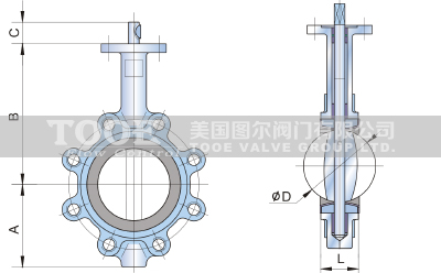 軟密封蝸輪對夾蝶閥結(jié)構(gòu)尺寸 軟密封蝸輪對夾蝶閥結(jié)構(gòu)尺寸