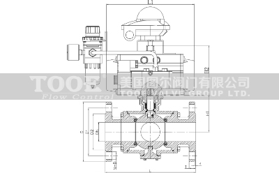 氣動(dòng)法蘭三通球閥結(jié)構(gòu)尺寸CAD圖紙 氣動(dòng)法蘭三通球閥結(jié)構(gòu)尺寸CAD圖紙